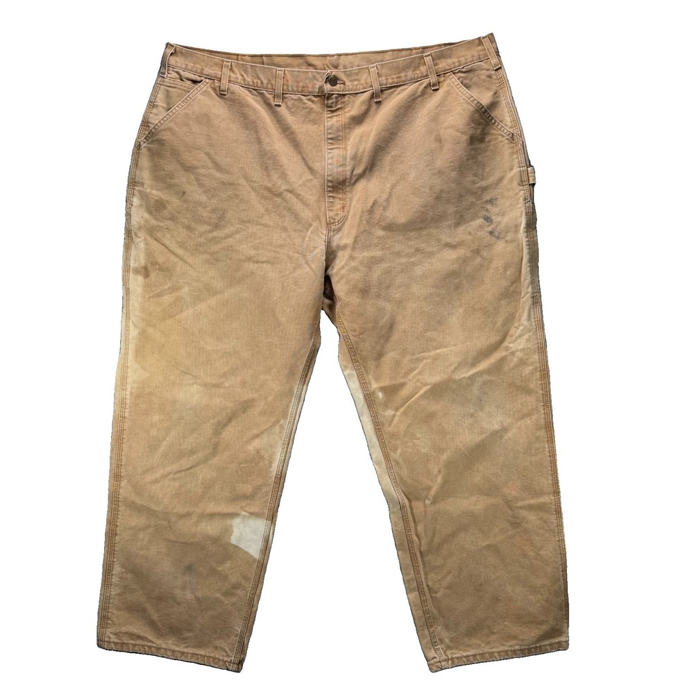 Vintage Carhartt Pants Mens 48x32 Brown Washed Duck Dungaree Thrashed Faded USA